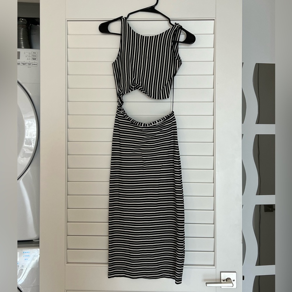 Zara Cutout Stripe Dress XS